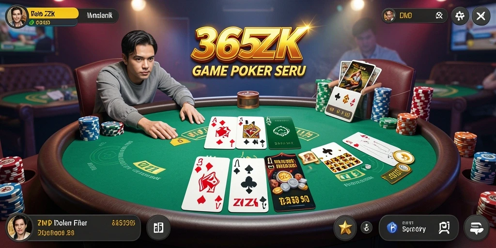 Tampilan gameplay menarik dalam aplikasi 365ZK dengan pemain poker nyata.