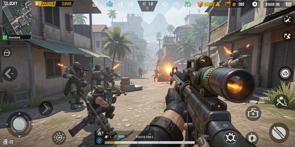 Screenshot dari gameplay seru 72LUCKY dalam pertempuran FPS.