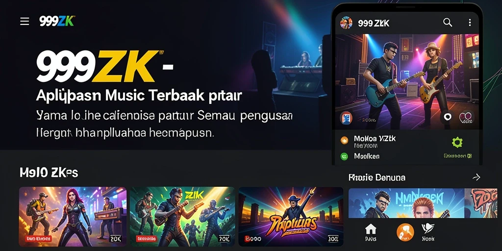 Screenshot gameplay menunjukkan antarmuka aplikasi musik 999ZK yang menarik.