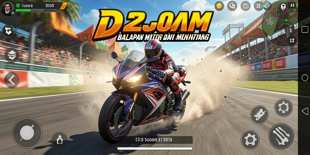 Tampilan gameplay D200M yang mendebarkan dengan lintasan balapan menantang.