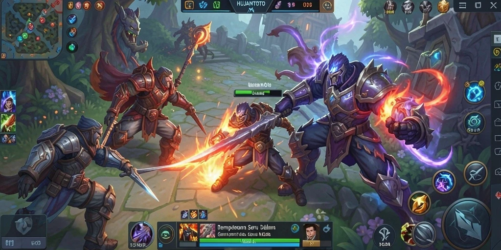 Tampilan gameplay seru di HUJANTOTO dengan karakter yang beragam.