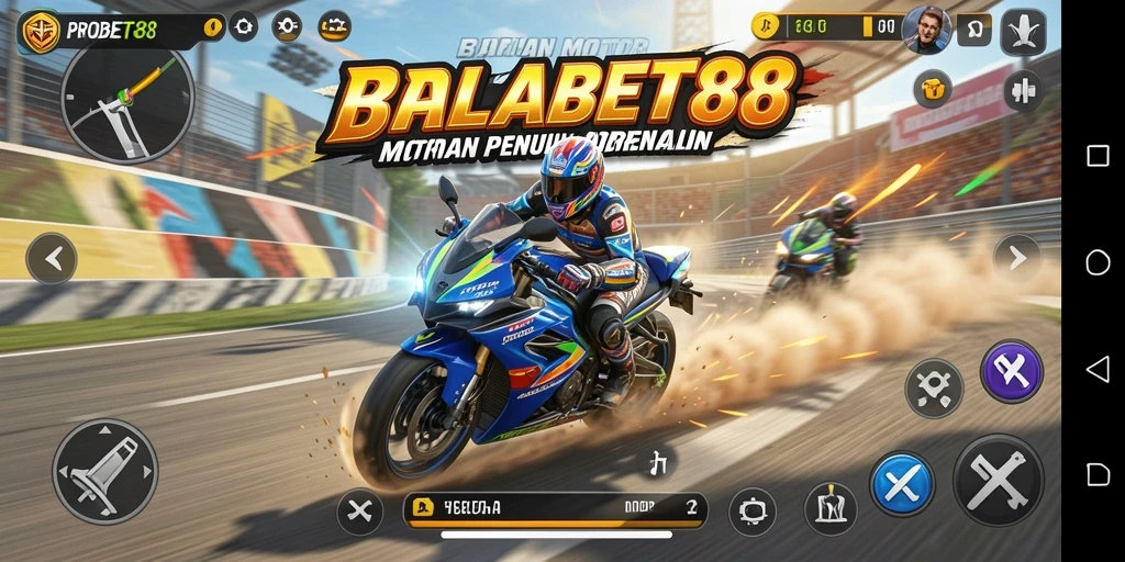 Tampilan gameplay yang menegangkan dalam balapan motor.