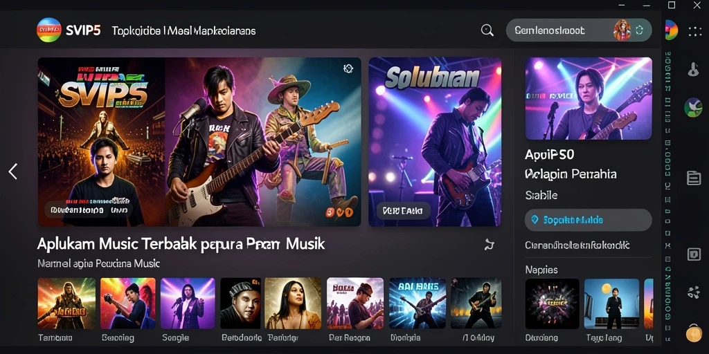 Tangkapan layar <strong>SVIP5</strong> menunjukkan antarmuka pengguna yang menarik dan kemudahan akses ke berbagai musik.