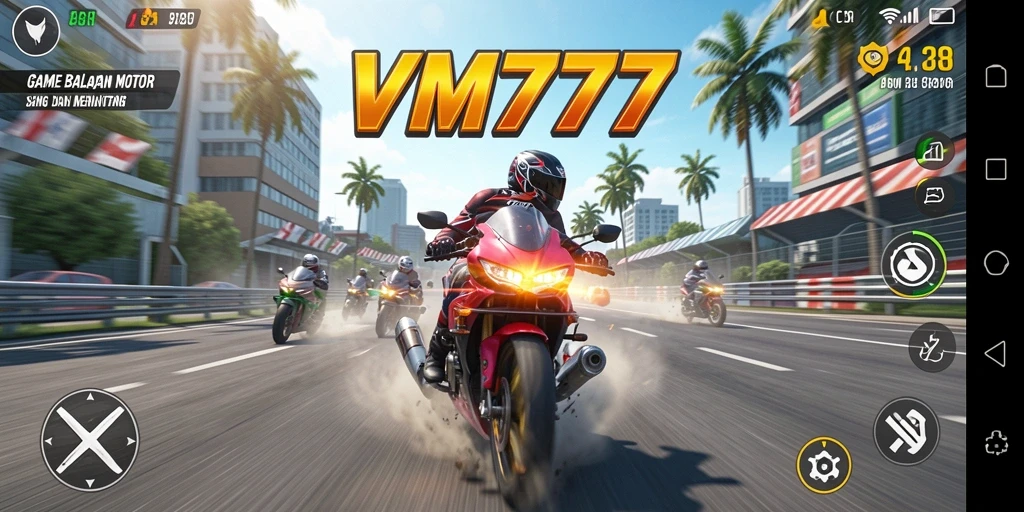 Tampilan menarik dari gameplay balapan motor yang mendebarkan.